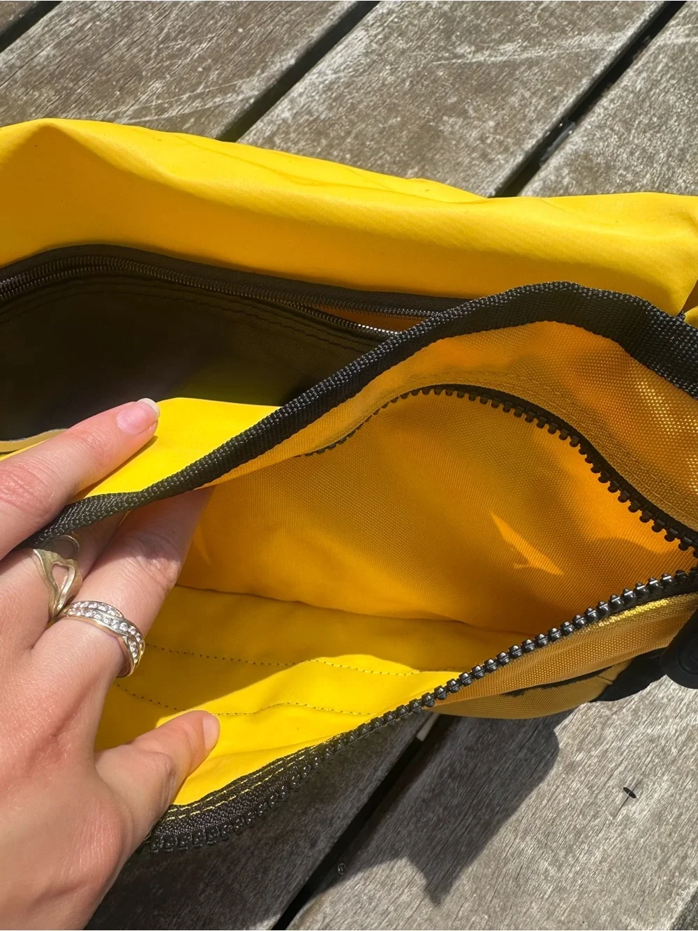 Yellow Crossbody Messenger Bag with Reflective Trim